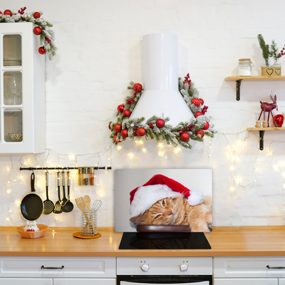 Glas skærebræ Cat Santa Claus Cap Christmas