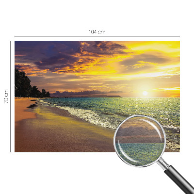 Vlies fototapet med motiv af en strand ved solnedgang