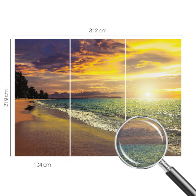 Vlies fototapet med motiv af en strand ved solnedgang