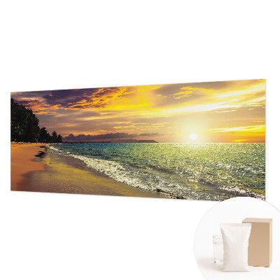 Vlies fototapet med motiv af en strand ved solnedgang