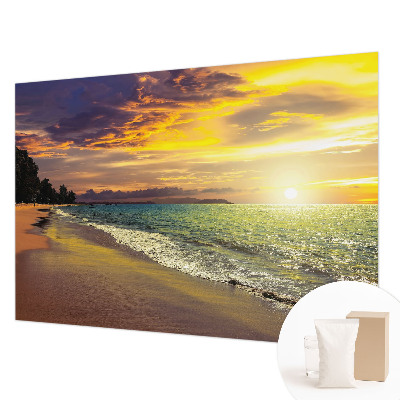 Vlies fototapet med motiv af en strand ved solnedgang
