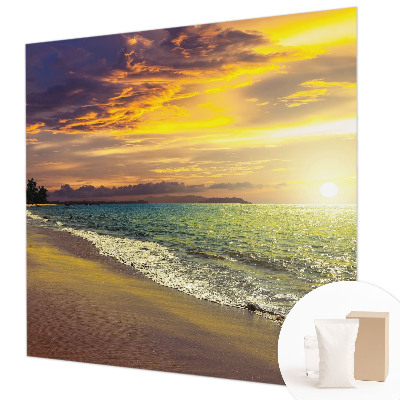 Vlies fototapet med motiv af en strand ved solnedgang