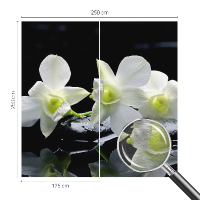 Fototapet stue med motiv af blomster og sten