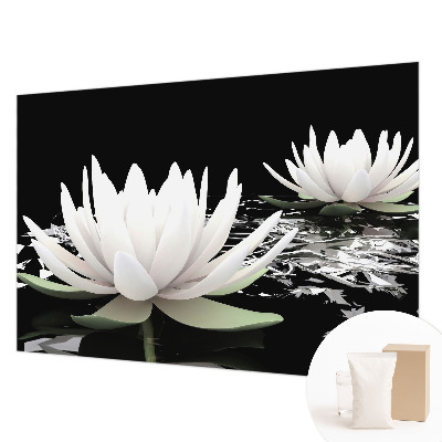 Fototapet soveværelse med motiv af vandblomster
