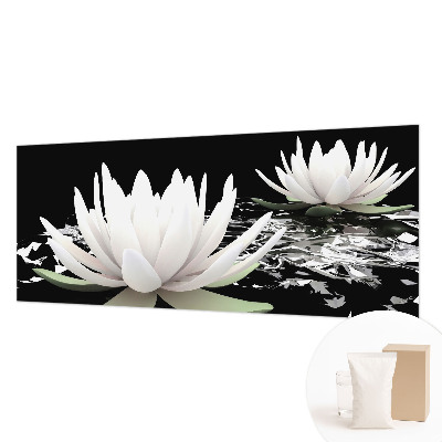 Fototapet soveværelse med motiv af vandblomster