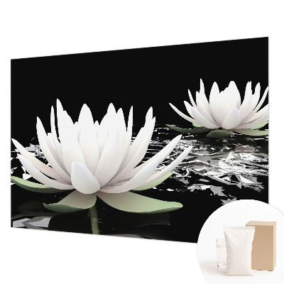 Fototapet soveværelse med motiv af vandblomster