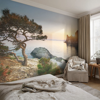 Fototapet stue med et fredeligt naturmotiv