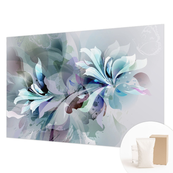 Fototapet stue med abstrakt blomsterdesign