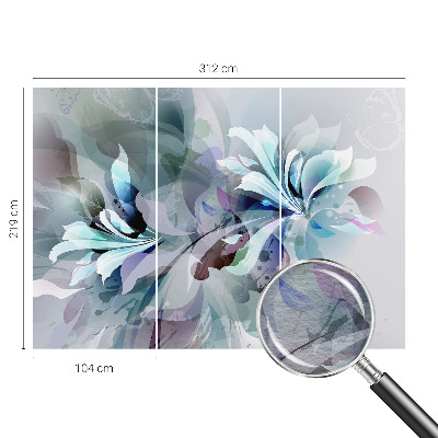 Fototapet stue med abstrakt blomsterdesign