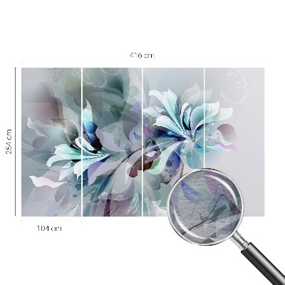 Fototapet stue med abstrakt blomsterdesign