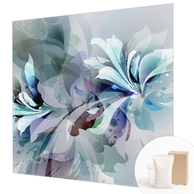 Fototapet stue med abstrakt blomsterdesign