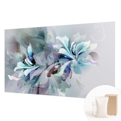 Fototapet stue med abstrakt blomsterdesign