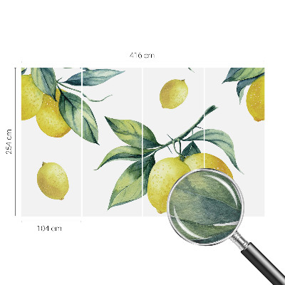 Fotovæg stue med citronmotiv