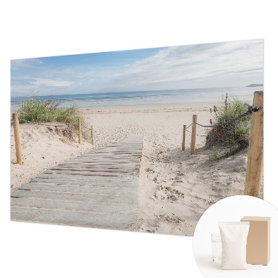 3D fototapet med motiv af en trægangbro