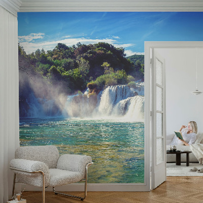 Non-woven fototapet med motiv af et vandfaldslandskab