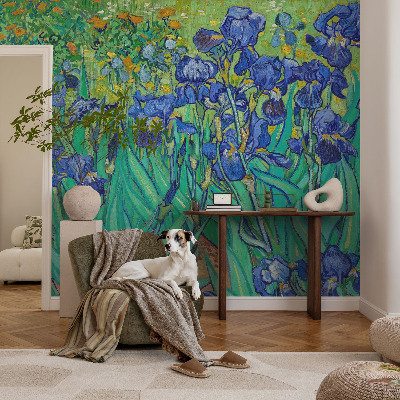 3D fototapet med motiv af haveblomster