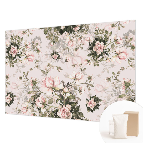 Tapet væg med blomstermønster