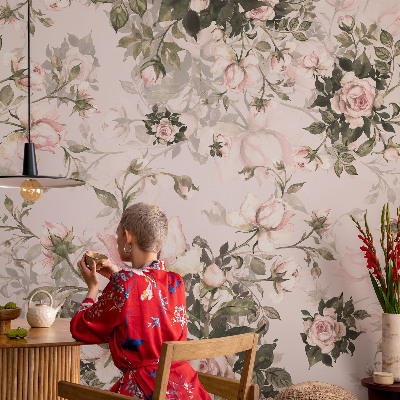 Tapet væg Blomstermønster