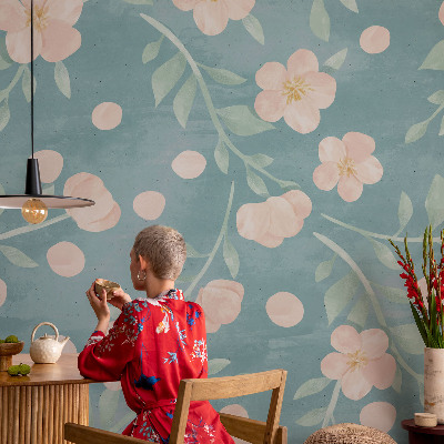 Fotovæg stue Blomsteragtig elegance