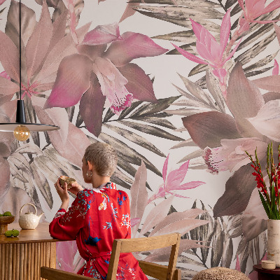 Høj kvalitet fototapet med motiv af eksotiske blomster