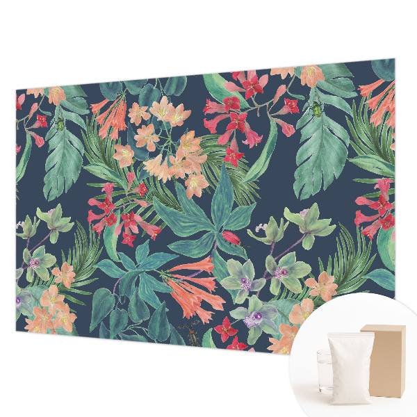 Fotovæg med motiv af tropiske blomster