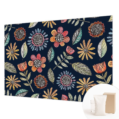 Fototapet stue med blomstermosaik som motiv