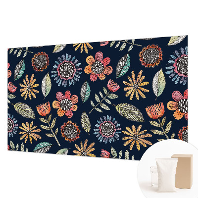 Fototapet stue med blomstermosaik som motiv