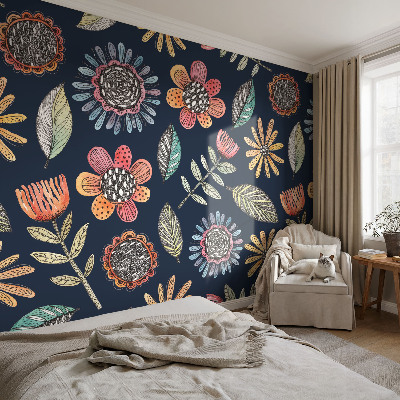 Fototapet stue Blomstermosaik