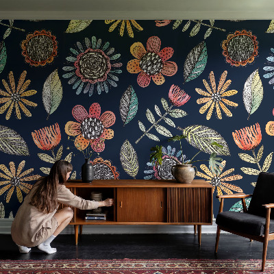 Fototapet stue Blomstermosaik