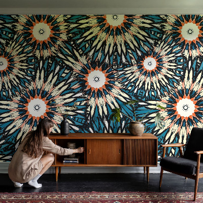 Fototapet børneværelse med blomstermotiv og energisk farvepalette