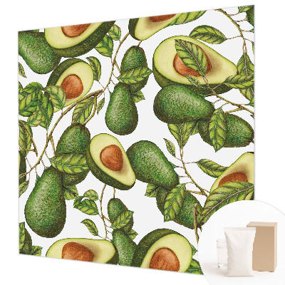 Fotovæg soveværelse med motiv i avocado-mønster