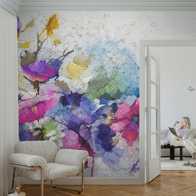 Fototapet med abstrakte blomster i dekorativt mønster