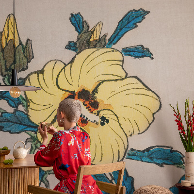 Stor fototapet med motiv af en gul blomst