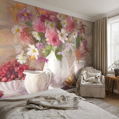 Væg tapet med motiv af vilde blomster