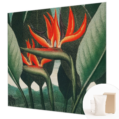 Fototapet stue med motiv af eksotiske blomster