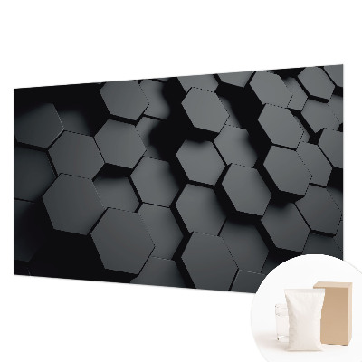 3D fototapet med motiv af 3D-sekskanter