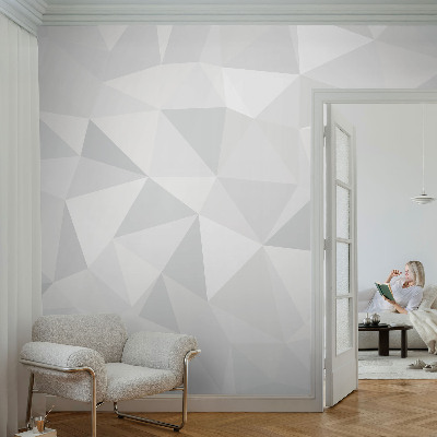 Fotovæg stue med trekantet mosaikdesign