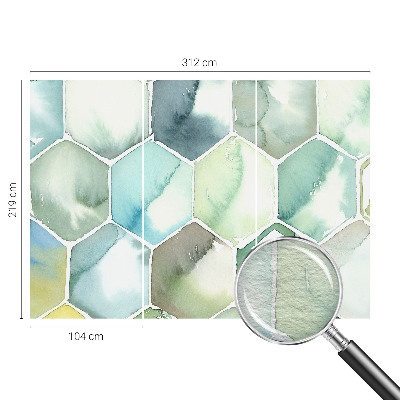 Modern fototapet med pastelfarvede sekskanter