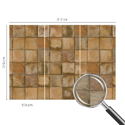 Fototapet stue med rustikt mosaikmotiv