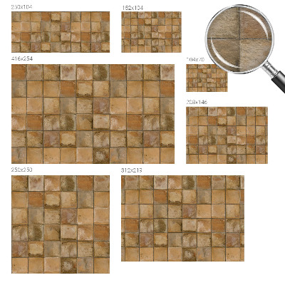 Fototapet stue med rustikt mosaikmotiv