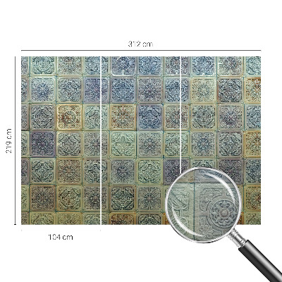 Fototapet soveværelse med geometriske fliser som motiv