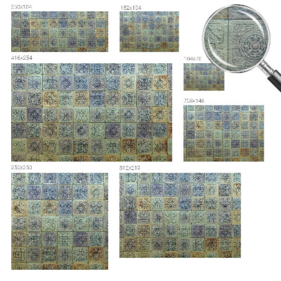 Fototapet soveværelse med geometriske fliser som motiv