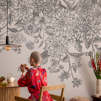 Fototapet til børn med blomstermønster