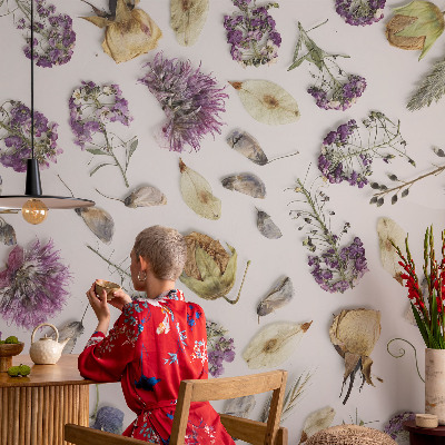 Fotovæg stue Tørrede blomster