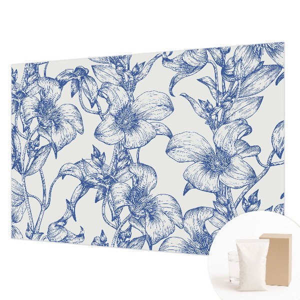 3D fototapet med motiv af blomstergrene