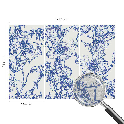 3D fototapet med motiv af blomstergrene