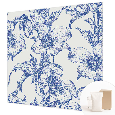 3D fototapet med motiv af blomstergrene