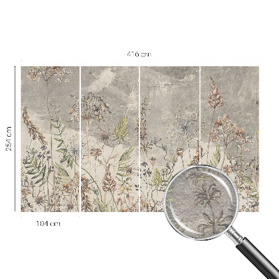 Fototapet soveværelse med motiv af vilde planter