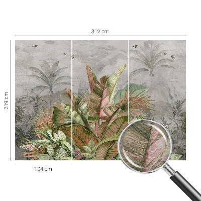Fotovæg soveværelse med eksotisk junglemotiv
