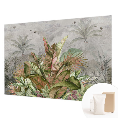 Fotovæg soveværelse med eksotisk junglemotiv